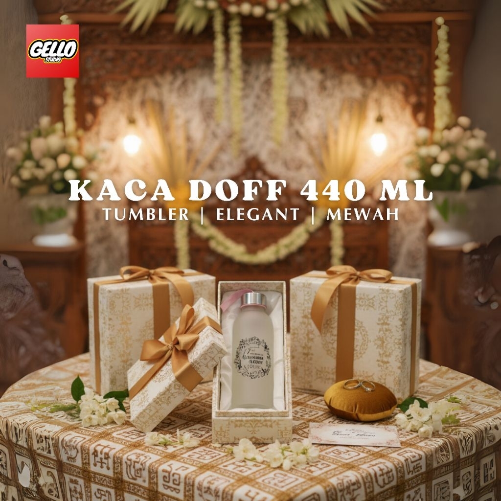 Tumbler Kaca Doff 440 ml souvenir pernikahan event doktor elegan mewah