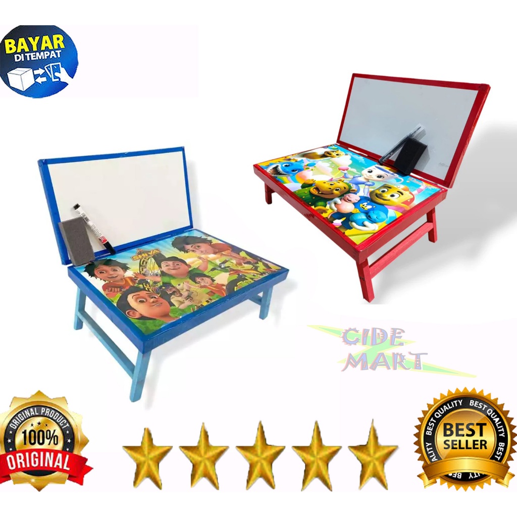 

MC Meja Belajar Papan Tulis Anak Karakter White Board Penyangga Kayu Minimalis Ekonomis Kado Anak