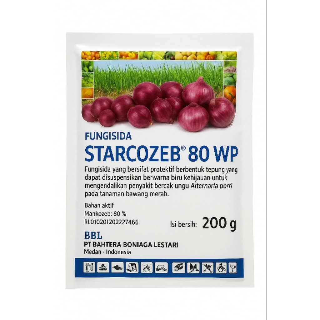 Fungisida STARCOZEB 80 WP 200 gr – Obat Anti Jamur Tanaman Bawang, Padi, Cabe, Tomat, Melon, Semangk