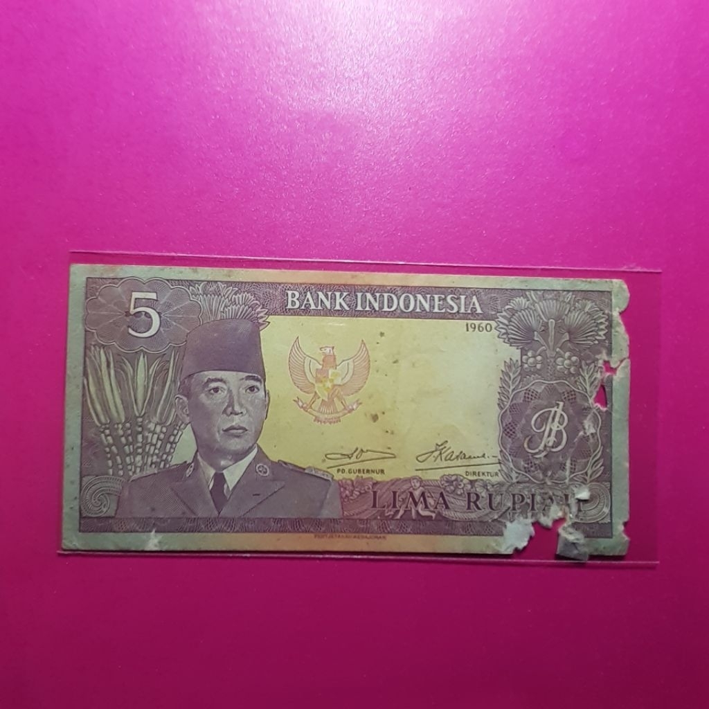 uang kuno 5 rupiah sukarno tahun 1960