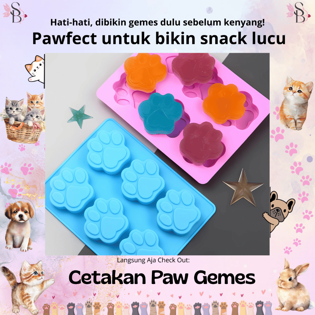 Cetakan Doggy Paws Telapak Kaki Anjing Puppy Silikon utk Kue Jelly Biskuit dll Tahan Panas / Cetakan