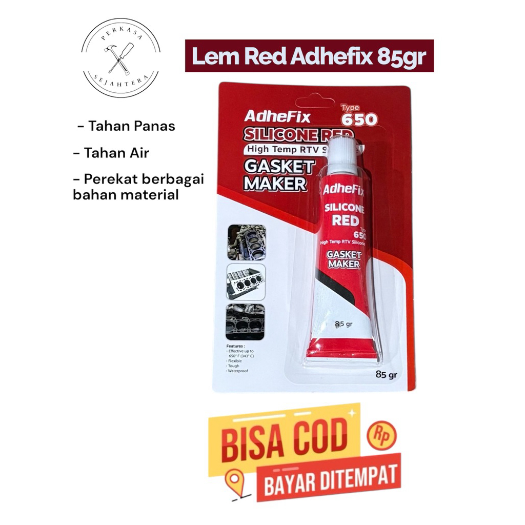 Lem Red Silicone Adhefix Besar / Lem Gasket Red 85 Gram
