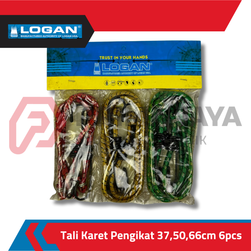 TALI KARET PENGIKAT BARANG ELASTIS 37,50,66CM SET 6PCS LOGAN UNTUK MOTOR
