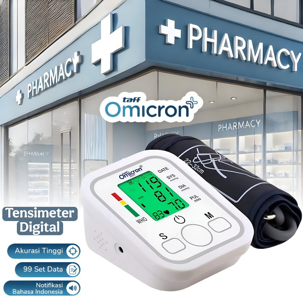 Tensimeter Digital TaffOmicron Alat Tensi Darah Digital Akurat Dual Power