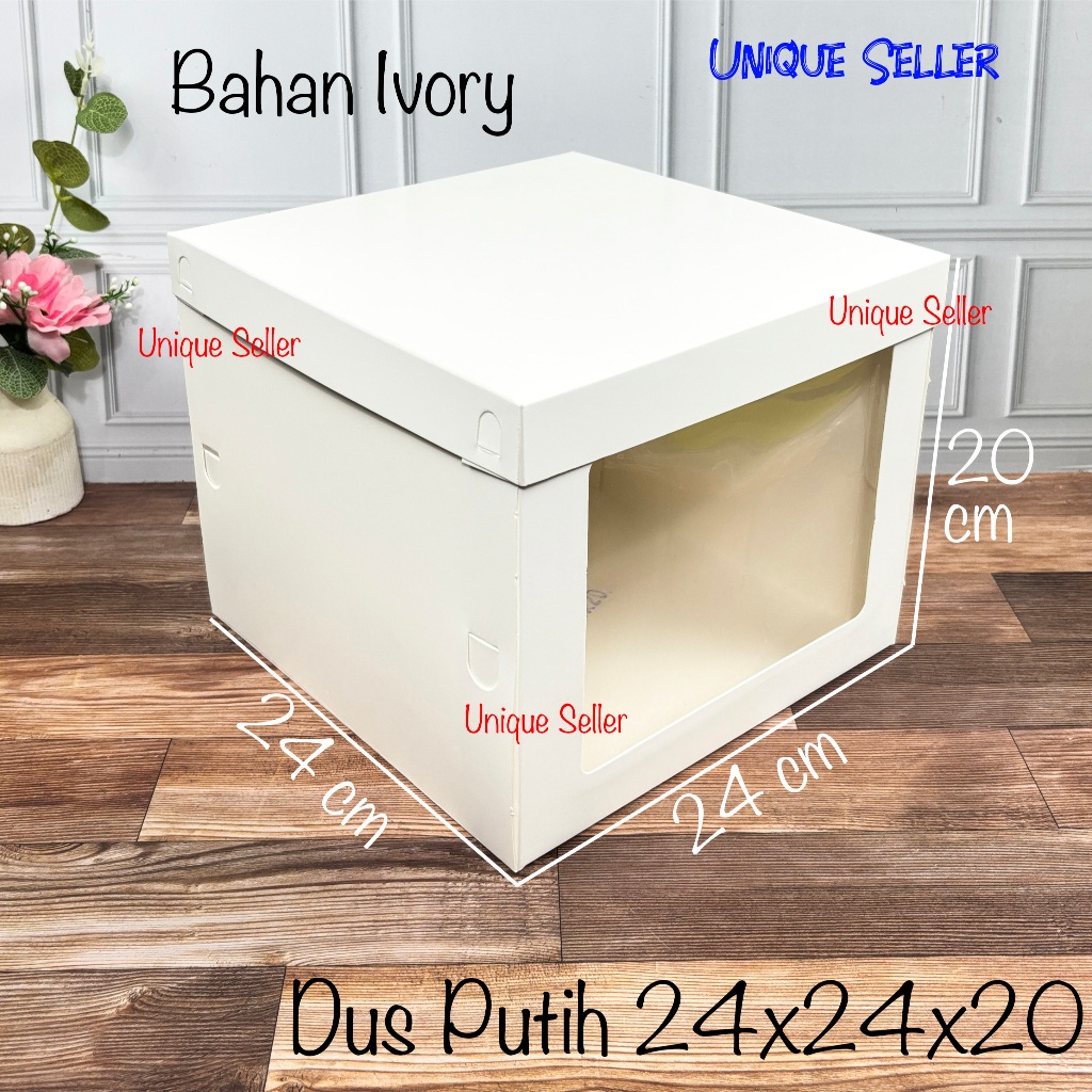 Dus Kotak Box Kue Tart Cake Ulang Tahun Tinggi 24x24x20 cm IVORY PUTIH Dus Hampers 24 x 24 x 20 cm