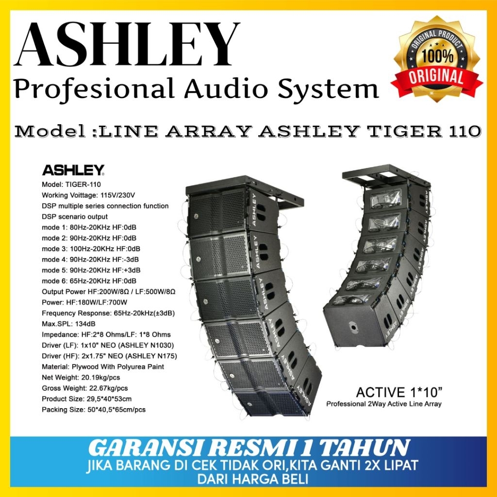 Speaker Line Array Ashley Tiger 110 Original Speaker Line Array Ashley 1X10inch