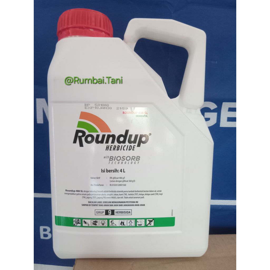 Racun Herbisida Sistemik Rumput Liar Roundup Biosord 486SL Kemasan 4 Liter