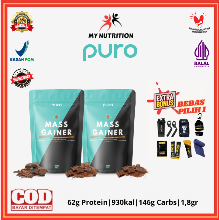 PURO Mass Gainer 4 lbs 4 lb 1800 gram 1.8 kg Susu Suplement Protein Bubuk Weight Gain Gainer Fitness