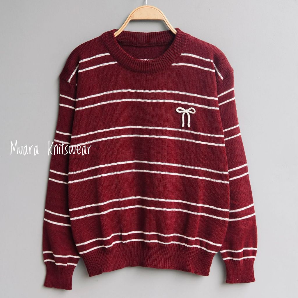 MUARA KNITSWEAR SWEATER RAJUT MOTIF PITA STRIPE WANITA