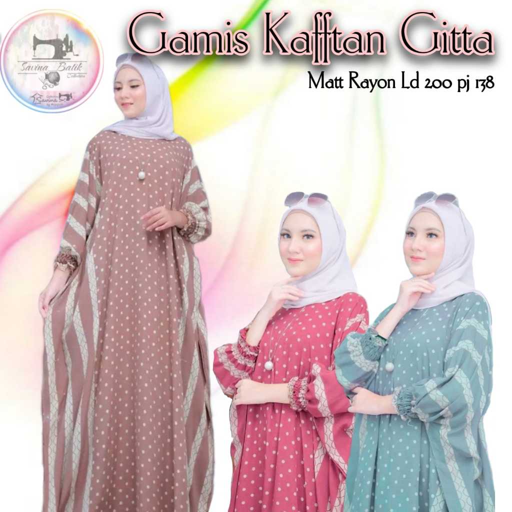 GITHA KAFTAN JUMBO baju wanita batik kaftan jumbo ld 170 nyaman di pakai