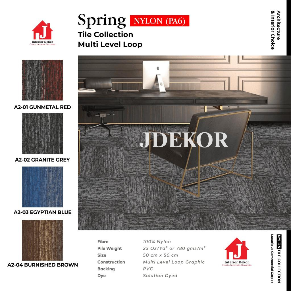 JDEKOR - Karpet Tile Spring | Karpet Kantor Isi 20 Pcs Per Box | Harga Adalah Per Box