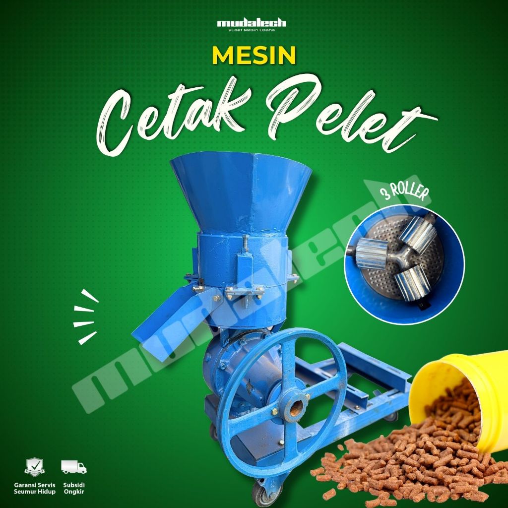 Mesin Pencetak Cetak Pelet Vertikal Pakan Ternak 3 Roll Pembuat Pakan Ternak