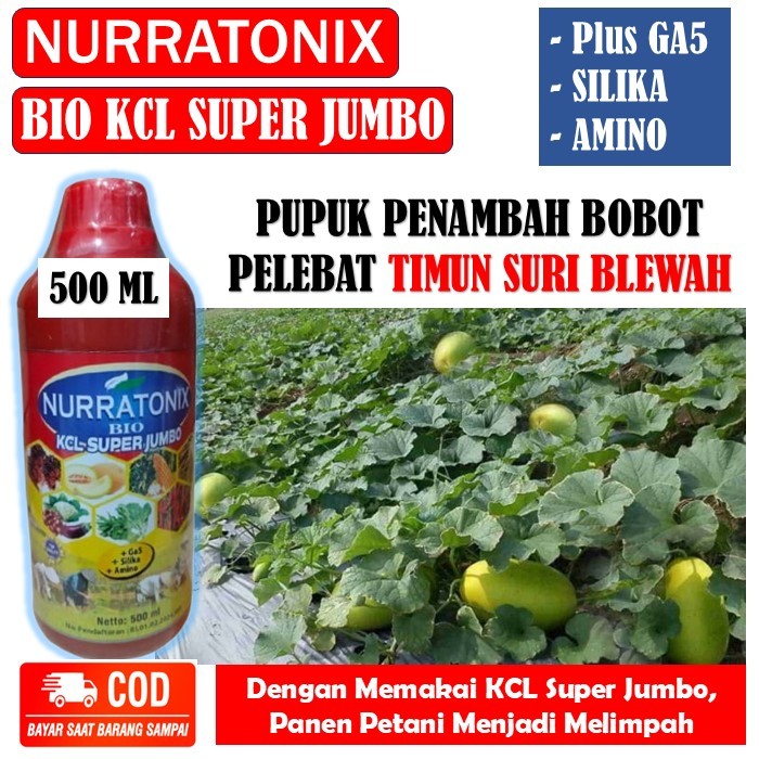 Pupuk pelebat timun blewah - nurratonix bio kcl super jumbo 500 ML penyubur akar, batang dan daun ti
