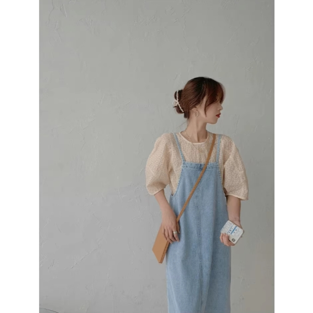 Overall Rok Jeans Panjang Modern Wanita Rok Denim Big Size rok Fashion Cewek Overall Maxi Dress Jean