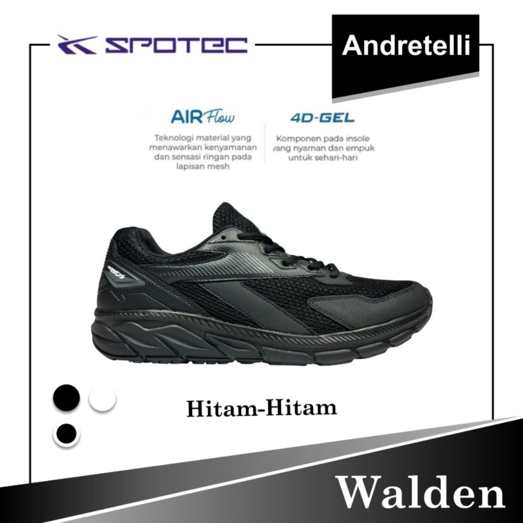 SPOTEC WALDEN Sepatu Sekolah HITAM / HITAM