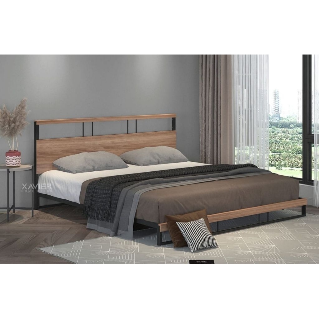 Divan Sandaran Kayu Besi Modern Minimalis / Ranjang Tempat Tidur Besi / Set Headboard Hiro Xavier 18