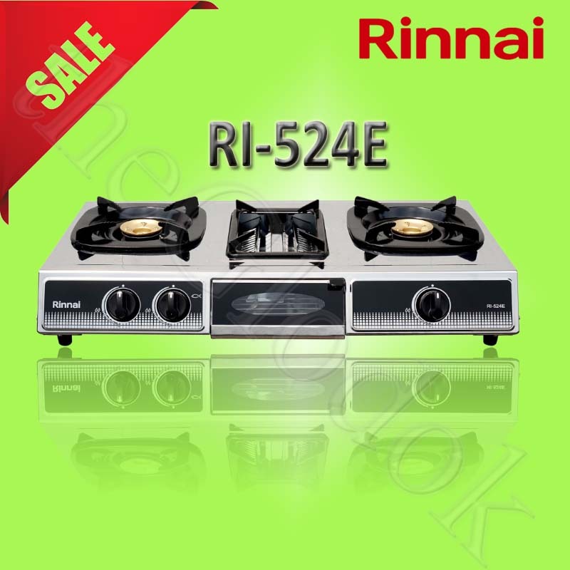 Rinnai RI-524e Kompor Gas 2 Tungku 524 e grill pan ri524e rinai stainless ri524e api ekonomis ri524