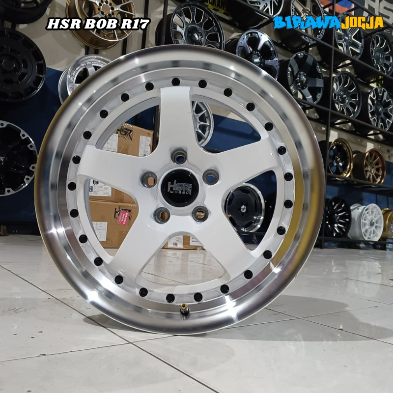 VELG RACING HSR BOB PUTIH POLISH RING 17 PCD 5X114.3 PNP INNOVA, HRV, XPANDER PELEK MOBIL R17