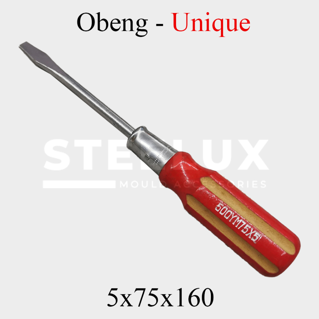 Obeng Minus - Unique 5x75x160 Flat Screwdriver 5mm 75mm 160mm Gagang Kayu Gepeng