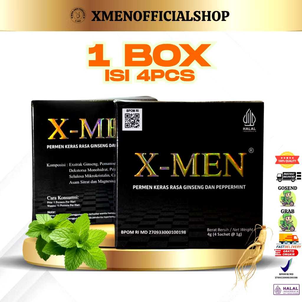 X-MEN Original - Permen Perkasa, Permen Ginseng, Untuk Stamina Pria & Wanita Kuat Tahan Lama. Halal