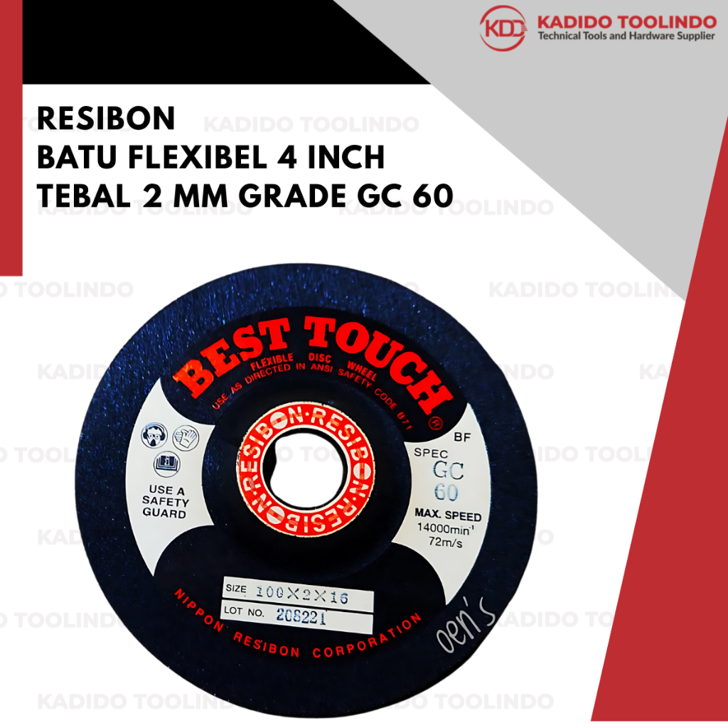 Batu flexibel 4 inch Resibon tebal 2 mm grade GC 60