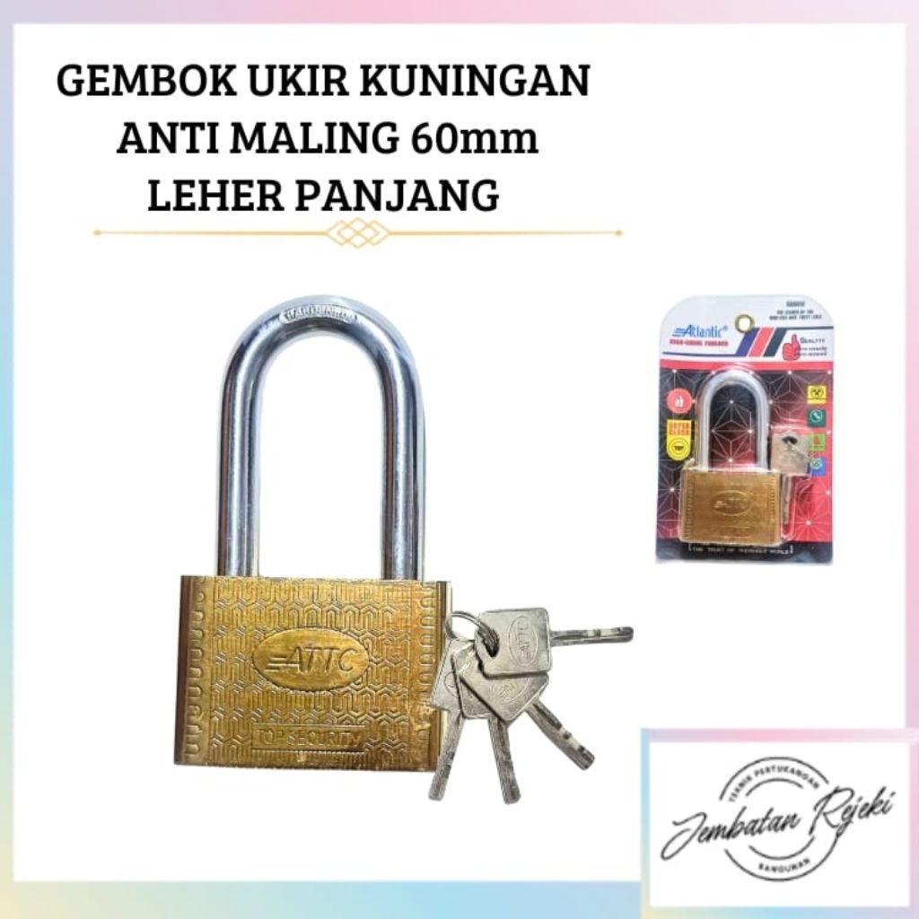 Gembok Anti Maling/Gembok Baja Kuningan 60mm panjang