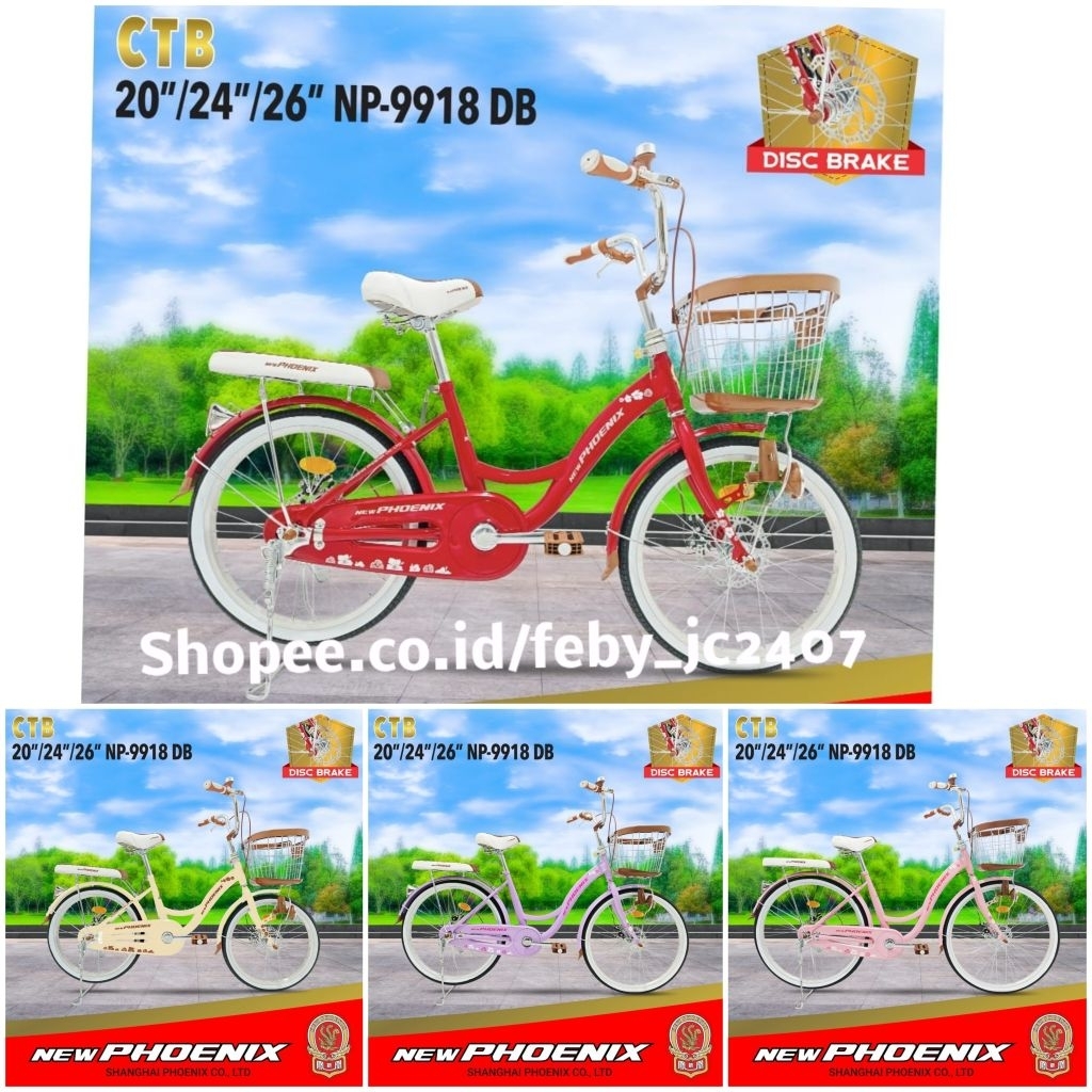 SEPEDA DEWASA PEREMPUAN CEWEK KERANJANG MINI  NEW PHOENIX frame jumbo 9918 rem discbrake 8825 8870 P