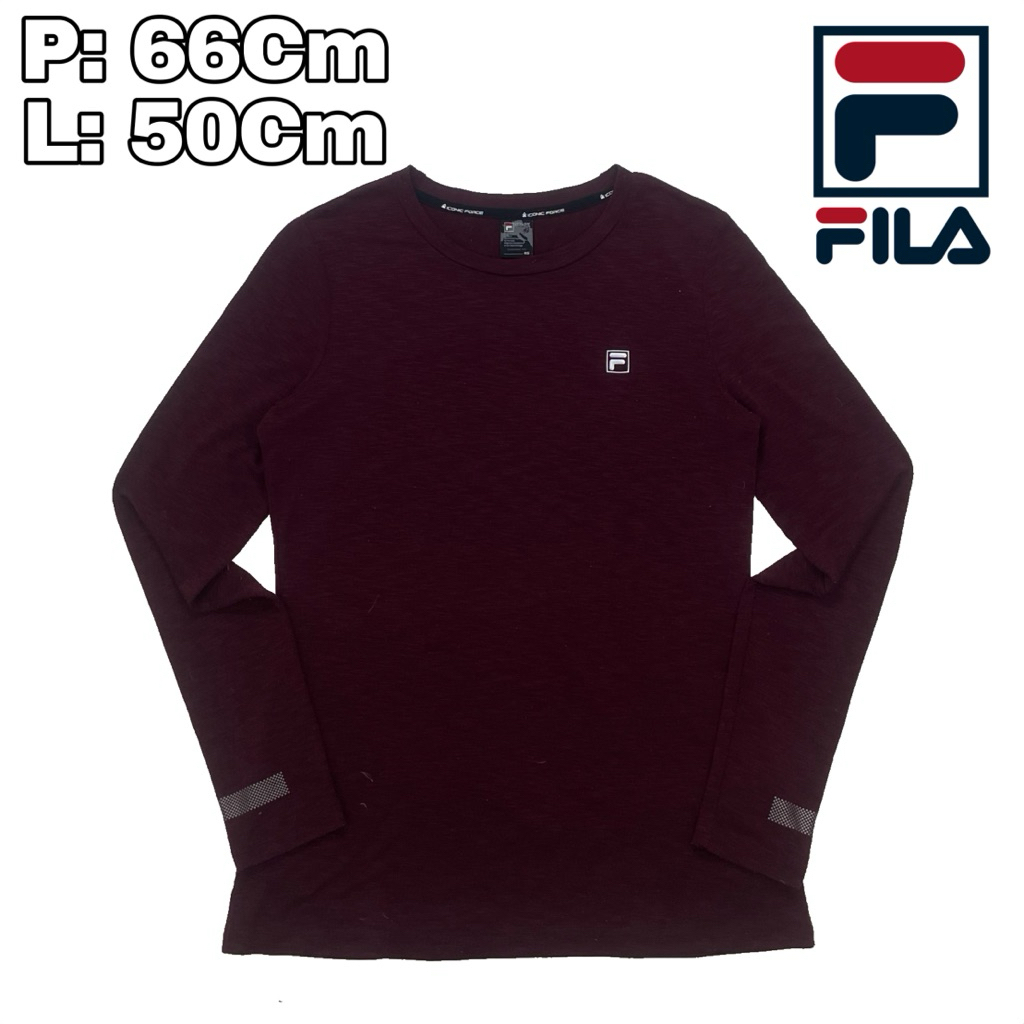 B05 Baselayer Shirt Fila Maroon Sport Outdoor Manset  Baju Lengan Panjang Running Olahraga Hiking Tr