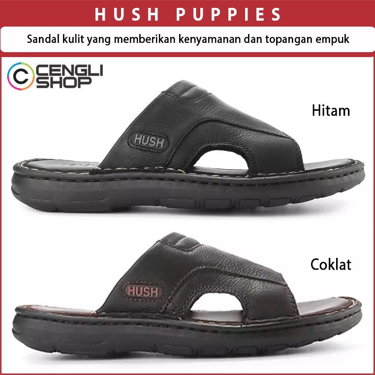 SANDAL KULIT HUSH PUPPIES PRIA ORIGINAL SENDAL SLIDE KASUAL BRANDED HM57