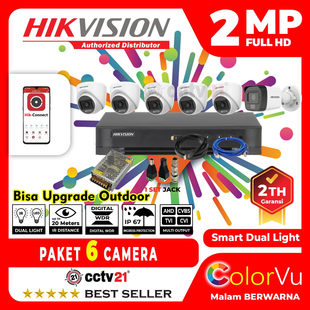 Paket CCTV HIKVISION 6 Channel Kamera 6CH 2MP Harga Promo CCTV21