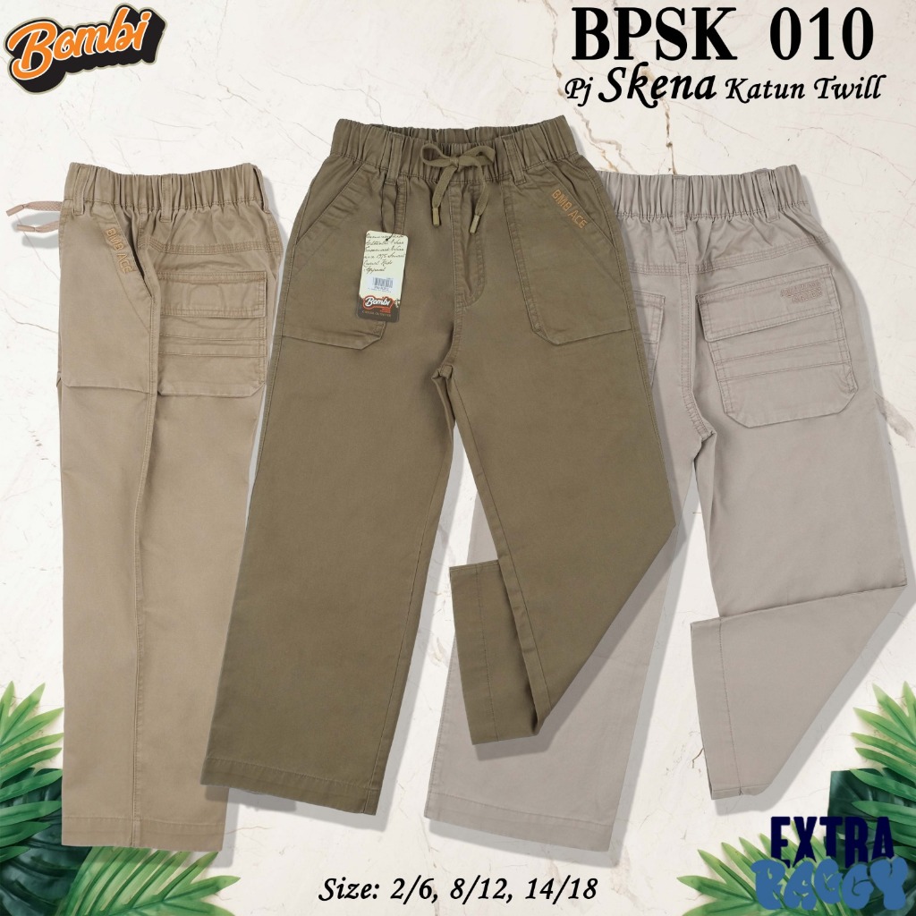 BOMBI ORIGINAL, MODEL SKENA ANAK LAKI LAKI 1pcsCELANA PANJANG CINOS HITAM BOMBI usia 5-15thun