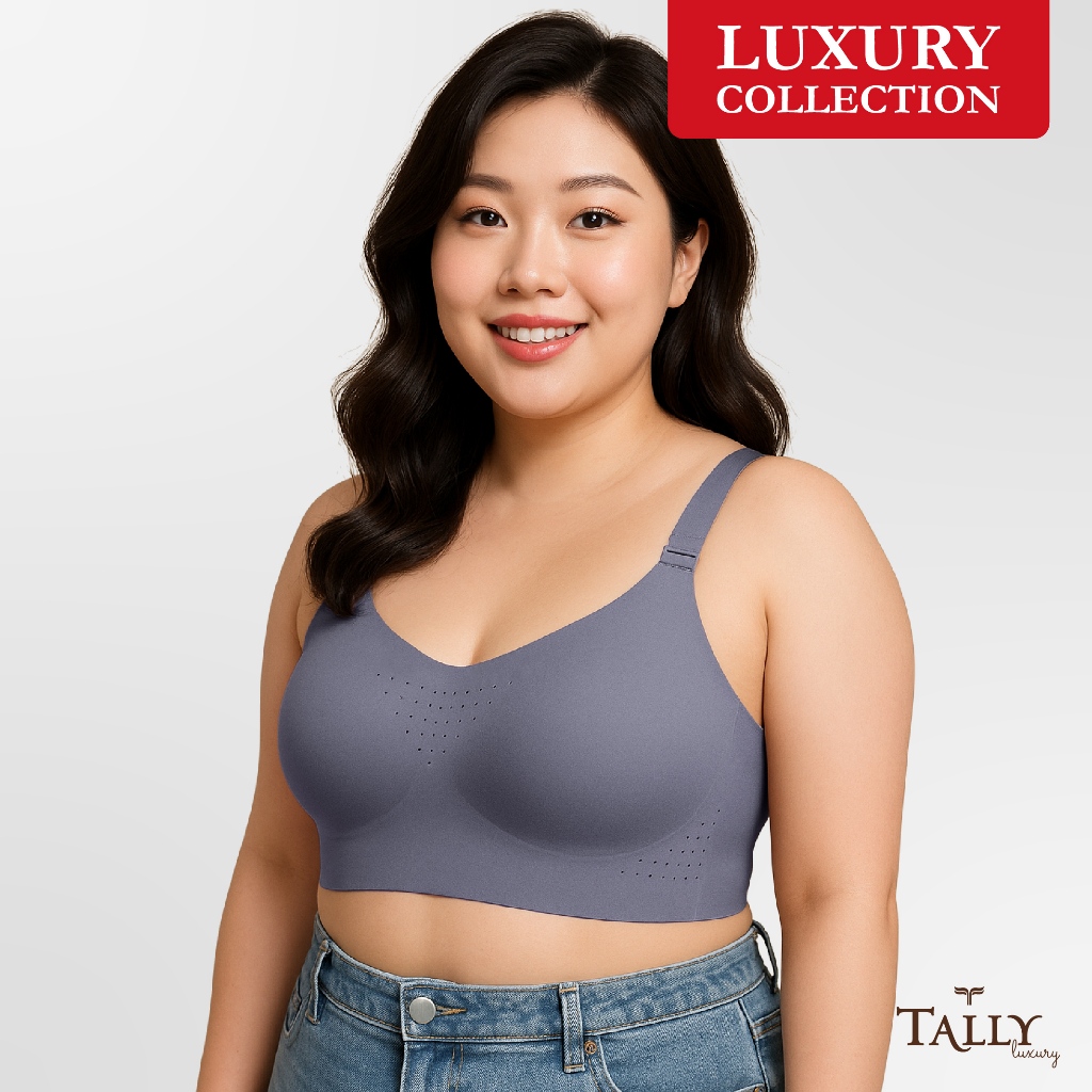 Tally Luxury F2681 Full Coverage Bra Plus Size Full Cup C-E Breathable Berpori Seamless Penekan Lema