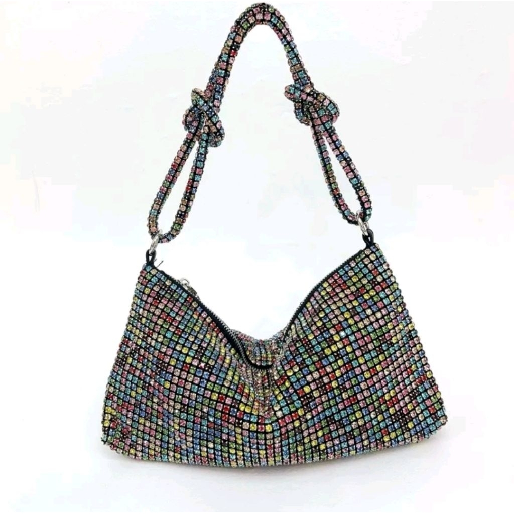 Tas Pesta swaroski shoulder dan tali rantai pjg