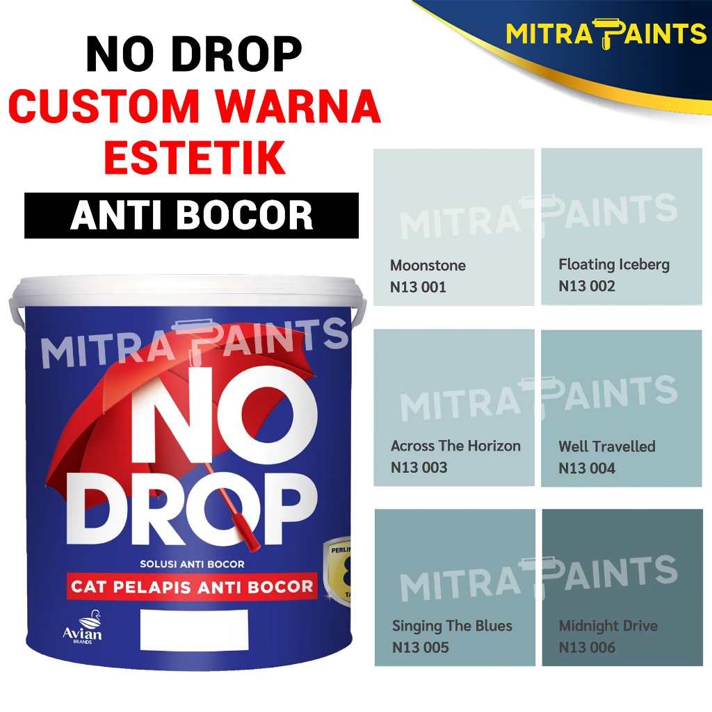 CAT WATERPROOF NO DROP ANTI BOCOR 4 KG / CUSTOM WARNA TINTING ABU BIRU N13