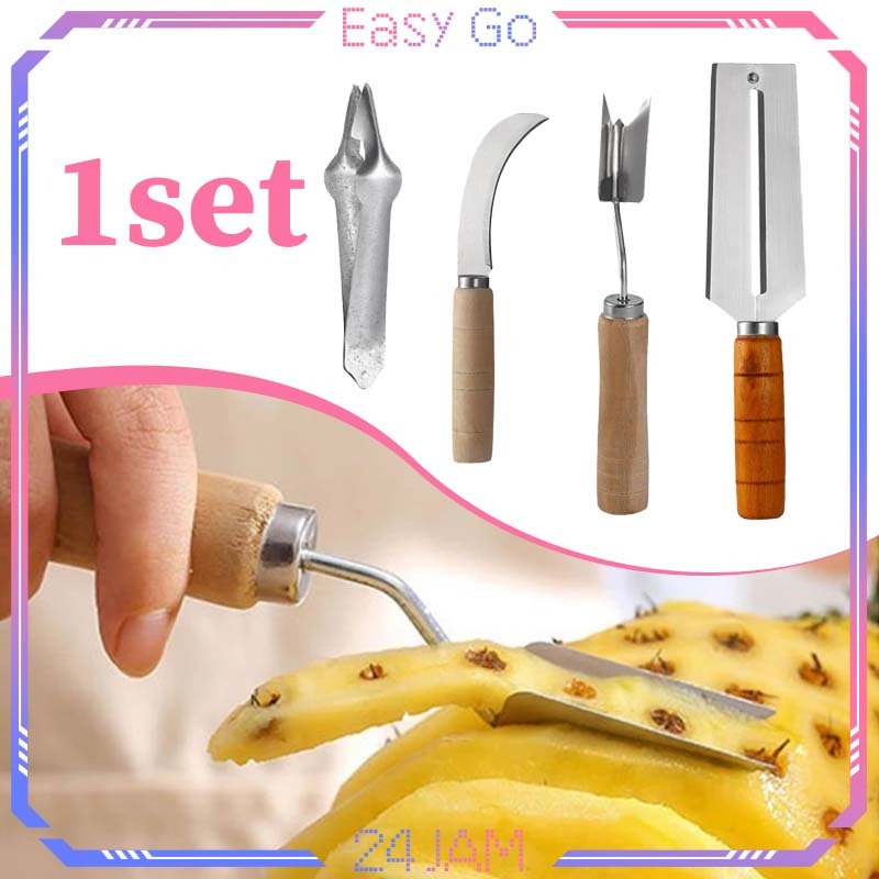 Alat Pengupas Nanas 4pcs/Set Alat Kupas Nanas Stainless Pengupas Mata Nanas Pisau Nanas Pisau Kupas 
