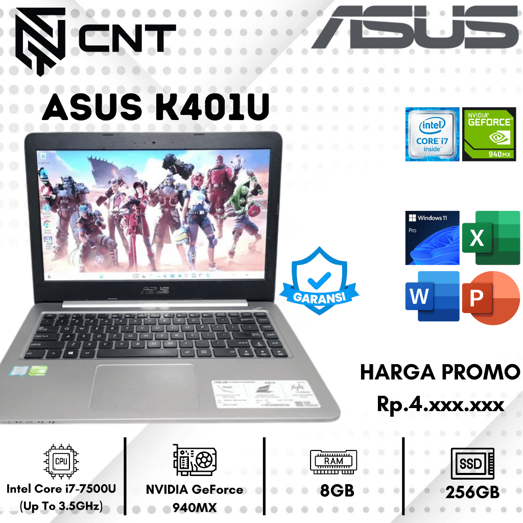 Laptop Asus K401U core i7-7th Nvidia Geforce 940MX (8/256GB) Dual VGA