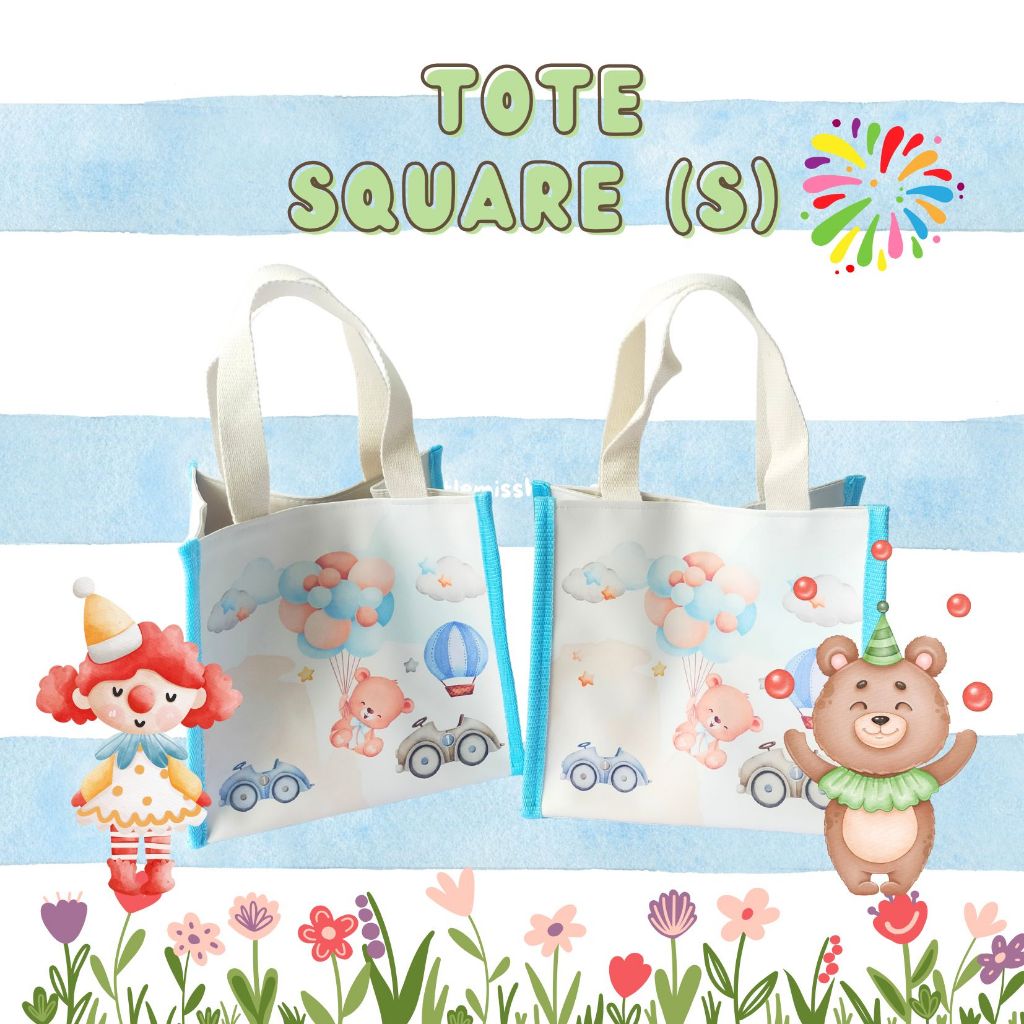 Tote square bag goodie bag ulang tahun anak souvenir ultah siraman khitan
