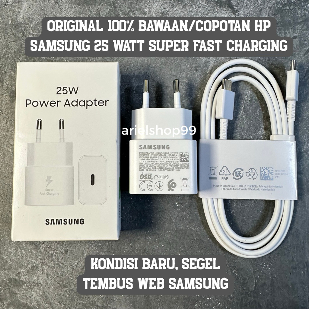 Charger Original Samsung 25 Watt Original 100% Bawaan/Copotan HP Tembus Web Copotan A05 A54 A16 A55 