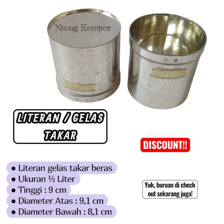 Literan Beras Takaran Beras Ukuran 1/2 Liter Stainless Steel
