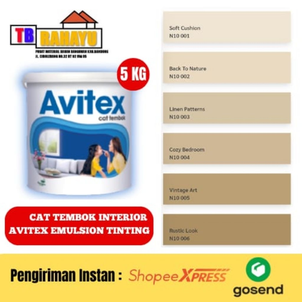 Cat Tembok Interior Avitex Anti Jamur & Lumut Tinting -  5 KG