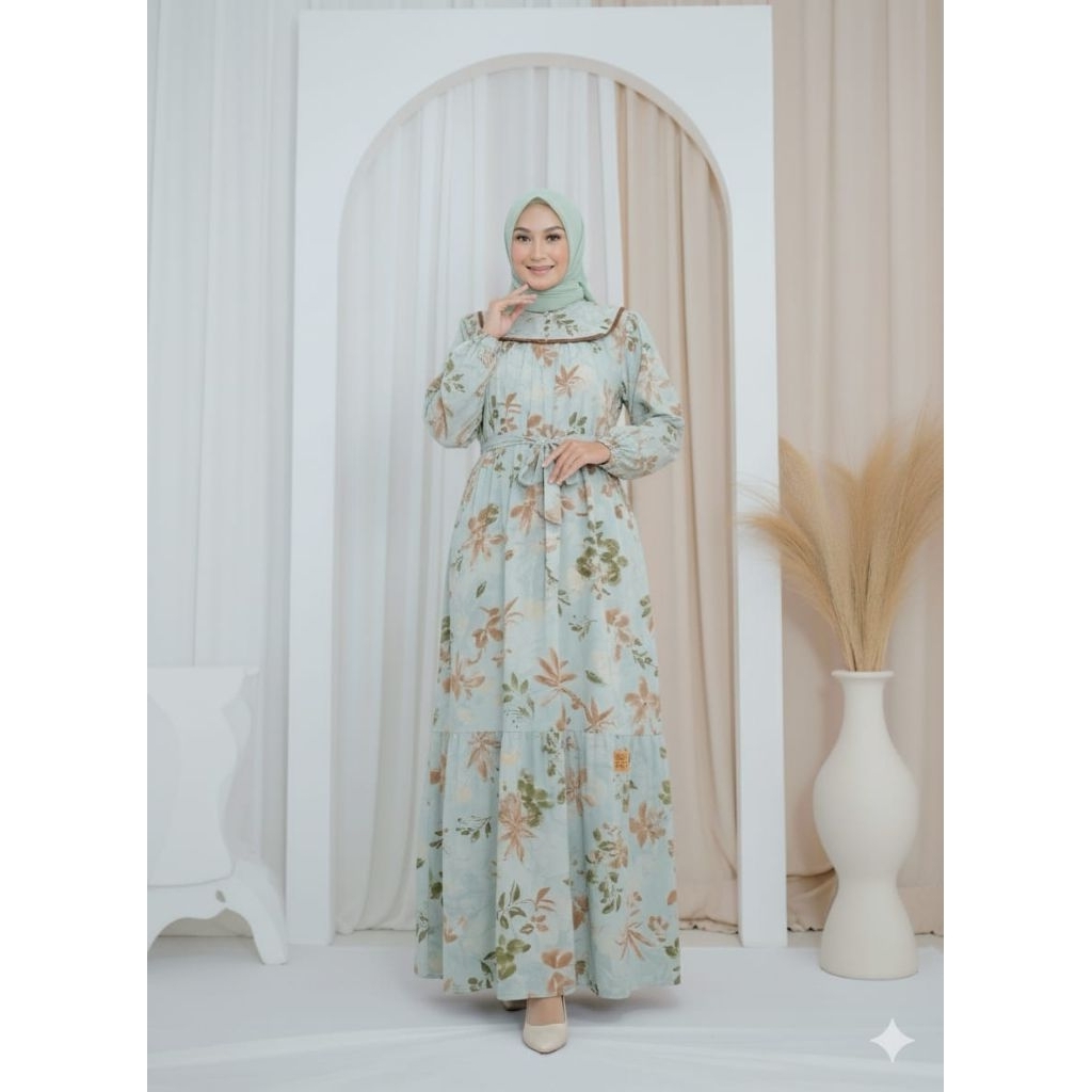 Gamis ceruty lengan balon / dress ceruty cantik