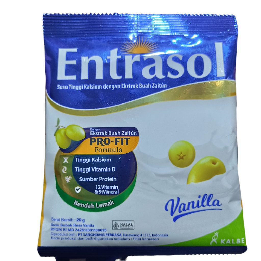 Susu Entrasol Rasa Vanilla 20gr Susu Bubuk Entrasol