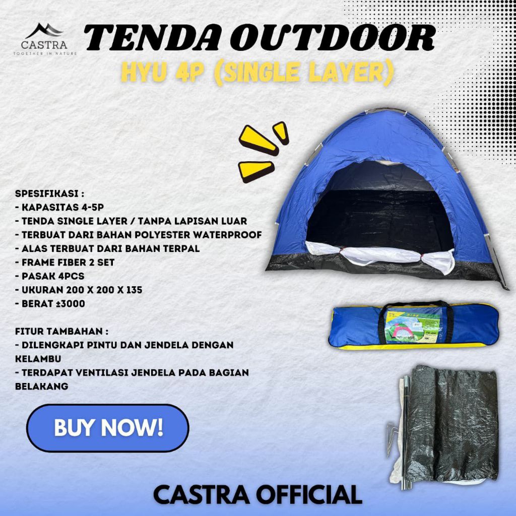 Tenda Camping Outdoor HYU Single Layer Kapasitas 4P
