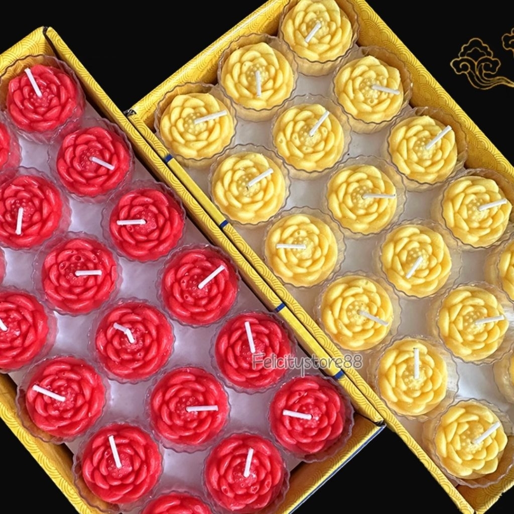 Lilin Sembahyang Bunga Teratai Merah Lilin teratai Sembahyang 36pcs