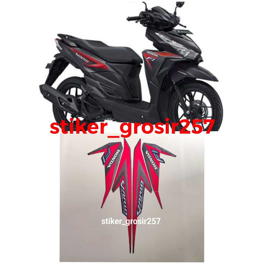 STIKER STRIPING LES LIST BODY MOTOR HONDA VARIO TECHNO 125 2015 VARIO LED OLD HITAM MERAH