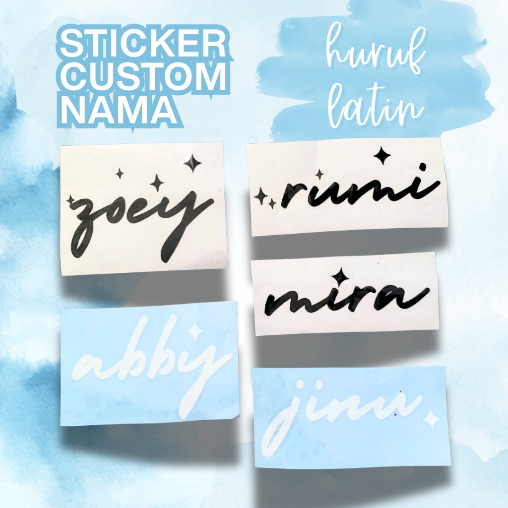 Sticker Nama aesthetic huruf latin untuk Laptop - Stiker decal custom nama latin sticker mobil motor