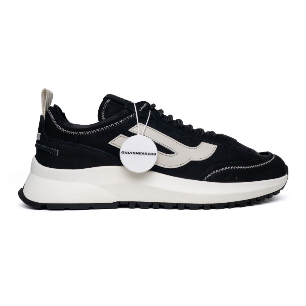 BALLY DARYS CALF NUBUK SNEAKERS BLACK DUSTY WHITE