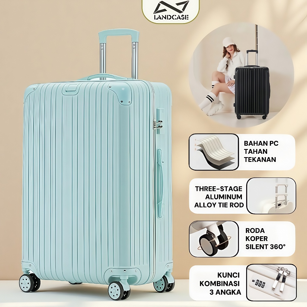 Landcase Koper Kabin 20 Inch Bagasi Tas Koper Besar Anak Perempuan 24 Inch Beauty Case Koper Mini 14