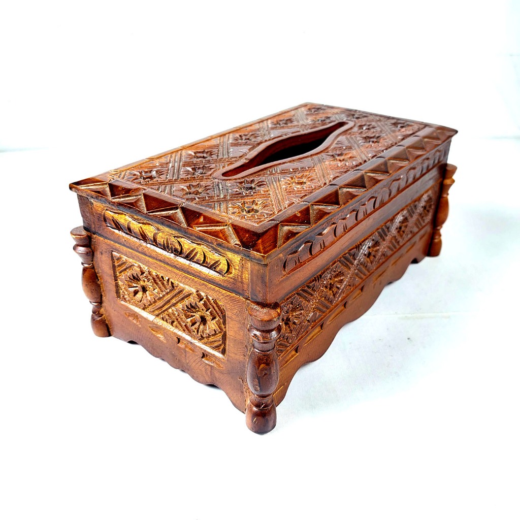 Kotak Tisu Ukir Kayu Jati Motif Pahat Asli Jepara