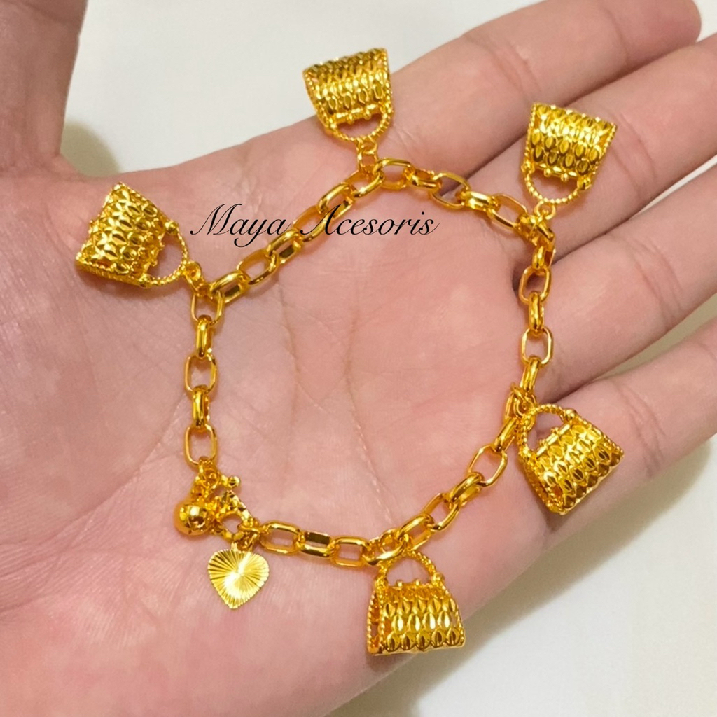 Gelang Rantai Titanium Lapis Mainan Tas